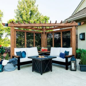 Tuscany Corner Pergola with Conversation Seating - Bamboo Panels - Image 2