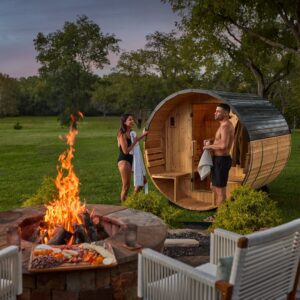 Paxton Outdoor Barrel Sauna with Porch – 2-4 Person - Image 13