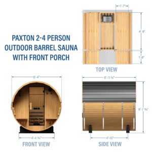 Paxton Outdoor Barrel Sauna with Porch – 2-4 Person - Image 2