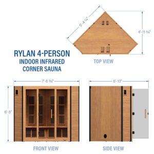 Rylan Indoor Infrared Corner Sauna – 4 Person - Image 3