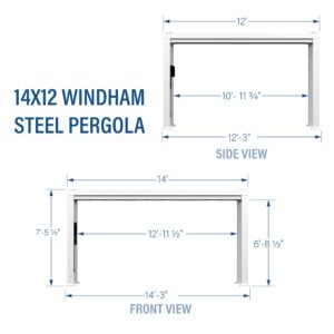 14x12 Windham Modern Steel Pergola With Sail Shade Soft Canopy - Image 2