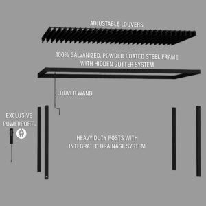 18x10 Sarasota Steel Louvered Pergola - Image 11