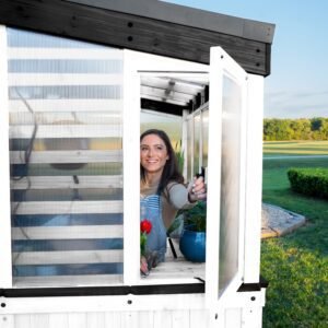 9x6 Willow Greenhouse -    Pre-Stained & Sealed White - Image 11