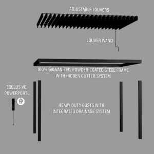 14x10 Sarasota Steel Louvered Pergola - Image 12