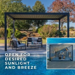 16x10 Sarasota Steel Louvered Pergola - Image 5