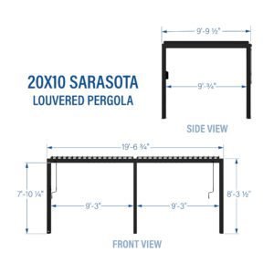 20x10 Sarasota Steel Louvered Pergola - Image 2