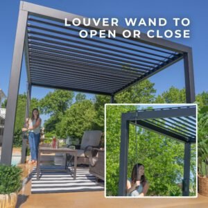 12x10 Sarasota Steel Louvered Pergola - Image 6
