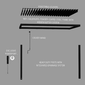 14x10 Evanston Wall Mounted Louvered Pergola - Image 12