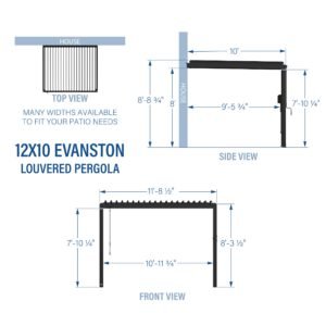 12x10 Evanston Wall Mounted Louvered Pergola - Image 4