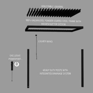 12x10 Evanston Wall Mounted Louvered Pergola - Image 13