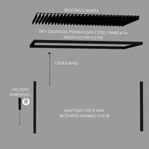 18x10 Evanston Wall Mounted Louvered Pergola - Image 12