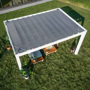 14x10 Windham Modern Steel Pergola With Sail Shade Soft Canopy - Image 9