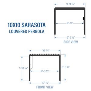 10x10 Sarasota Steel Louvered Pergola - Image 2