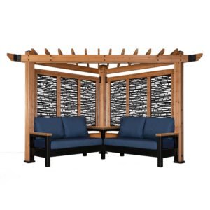 Tuscany Corner Pergola with Conversation Seating - Bamboo Panels - Image 3