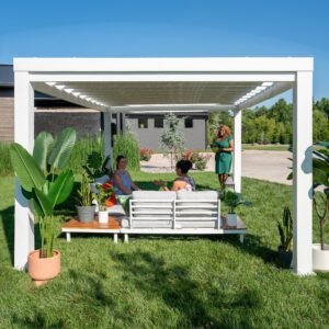 14x10 Windham Modern Steel Pergola With Sail Shade Soft Canopy - Image 10