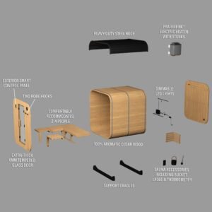 Lennon Outdoor Cube Sauna with Porch – 2-4 Person - Image 13