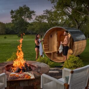 Paxton Outdoor Barrel Sauna with Porch – 2-4 Person - Image 13