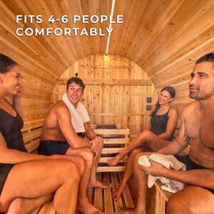 Paxton Outdoor Barrel Sauna with Porch – 4-6 Person - Image 5