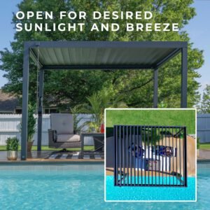 10x10 Sarasota Steel Louvered Pergola - Image 5