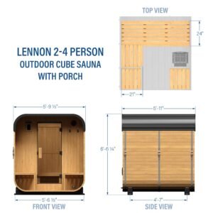 Lennon Outdoor Cube Sauna with Porch – 2-4 Person - Image 2