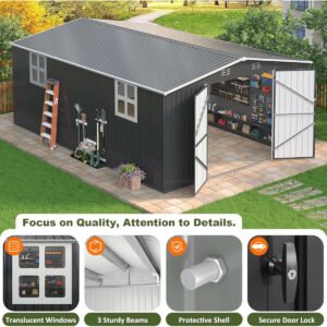 Besteagle 12 ft. × 18 ft. Outdoor Metal Storage Shed with Windows and Lockable Doors - Image 3