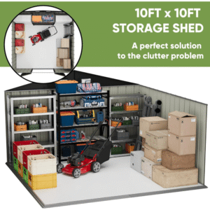 VEIKOUS 10 ft. × 10 ft. Outdoor Metal Storage Shed in Gray - Image 3