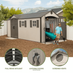 Lifetime 60213 17.5 ft. × 8 ft. Dual-Entry Outdoor Storage Shed - Image 2
