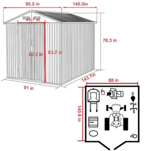 VEIKOUS 8 ft. × 12 ft. Outdoor Metal Storage Shed with Lockable Door and Vents - Image 9