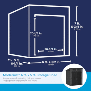 Suncast Modernist 6 ft. × 5 ft. Storage Shed with Tool Hook - Image 7