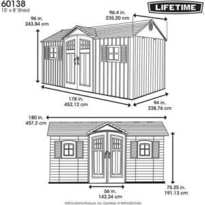 Lifetime 60138 15 ft. × 8 ft. Side-Entry Outdoor Storage Shed - Image 6