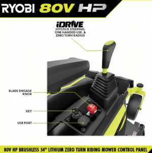 RYOBI 80V HP Brushless 54 in. Battery Electric Cordless Zero Turn Mower & Mulch Kit - Image 7