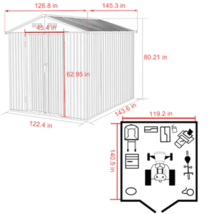 VEIKOUS 10 ft. × 12 ft. Outdoor Metal Storage Shed in Gray - Image 4