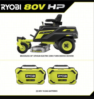 RYOBI 80V HP Brushless 30 in. Zero-Turn Mower with (2) 80V 10Ah Batteries and Charger - Image 5
