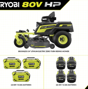 RYOBI 80V HP Brushless 54 in. Battery Electric Cordless Zero Turn Mower & Mulch Kit - Image 2