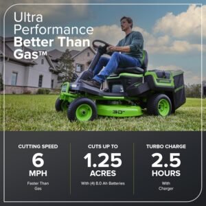 Greenworks 60V 30 in. CrossoverT Riding Lawn Tractor with 4 × 8.0Ah Batteries - Image 5