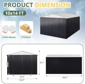 Patiowell 10 ft. × 12 ft. Metal Outdoor Storage Shed - Image 3