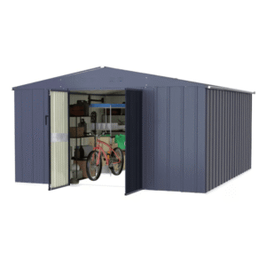 VEIKOUS 10 ft. × 12 ft. Outdoor Metal Storage Shed in Gray - Image 2