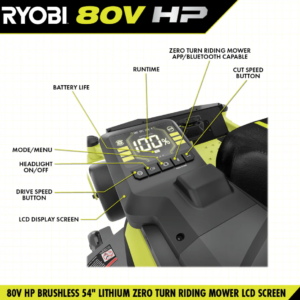 RYOBI 80V HP Brushless 54 in. Battery Electric Cordless Zero Turn Mower & Mulch Kit - Image 4