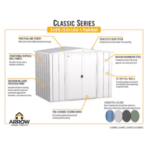 Arrow Newport 8 ft. × 6 ft. Galvanized Metal Storage Shed - Image 3