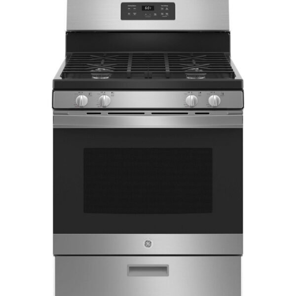 GE 30-Inch Freestanding Gas Range with 4.8 Cu. Ft. Oven, Stainless Steel – JGBS61RPSS