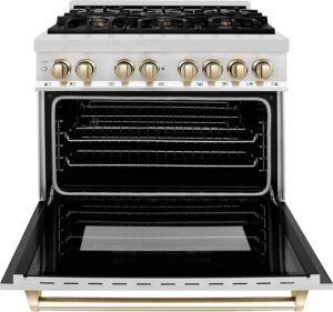 ZLINE Autograph Edition 36 Inch 4.6 Cu. Ft. Dual Fuel Range with Gold Accents, RAZ-36-G - Image 6
