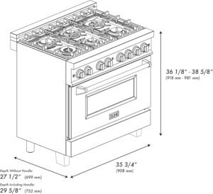 ZLINE Autograph Edition 36 Inch 4.6 Cu. Ft. Dual Fuel Range with Gold Accents, RAZ-36-G - Image 7