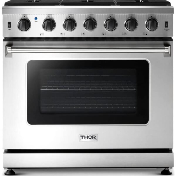Thor Kitchen LRG3601U 36-Inch Professional Freestanding Gas Range with Convection Oven, Stainless Steel