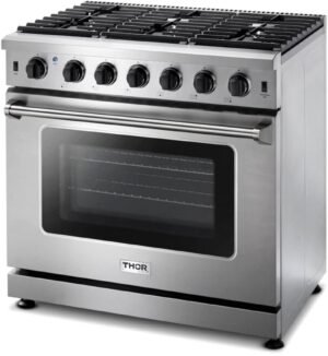 Thor Kitchen LRG3601U 36-Inch Professional Freestanding Gas Range with Convection Oven, Stainless Steel - Image 6