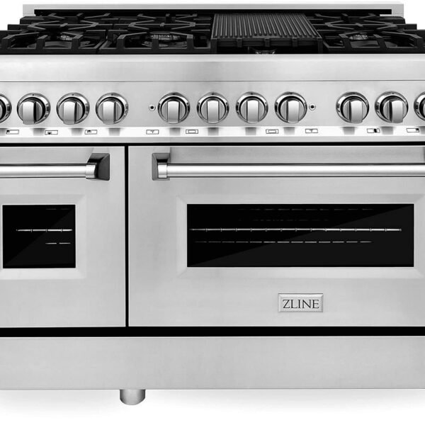 ZLINE 48-Inch Legacy Series Dual Fuel Range with 7 Burner Gas Cooktop and Electric Convection Oven, Stainless Steel (RA48)