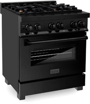 ZLINE Legacy 30-inch 4.0 Cu. Ft. Dual Fuel Range with Brass Burners, Black Stainless Steel (RAB-BR-30) - Image 4
