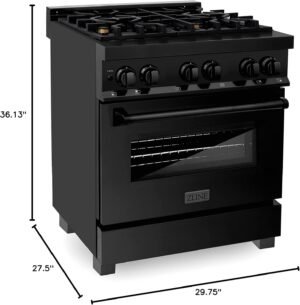 ZLINE Legacy 30-inch 4.0 Cu. Ft. Dual Fuel Range with Brass Burners, Black Stainless Steel (RAB-BR-30) - Image 7